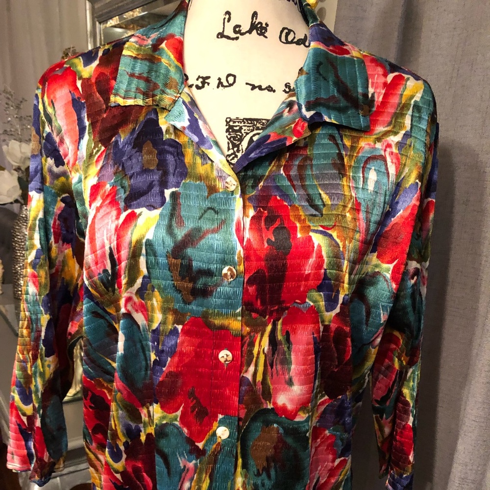 Coldwater creek women’s floral  shirt button down - Picture 2 of 6